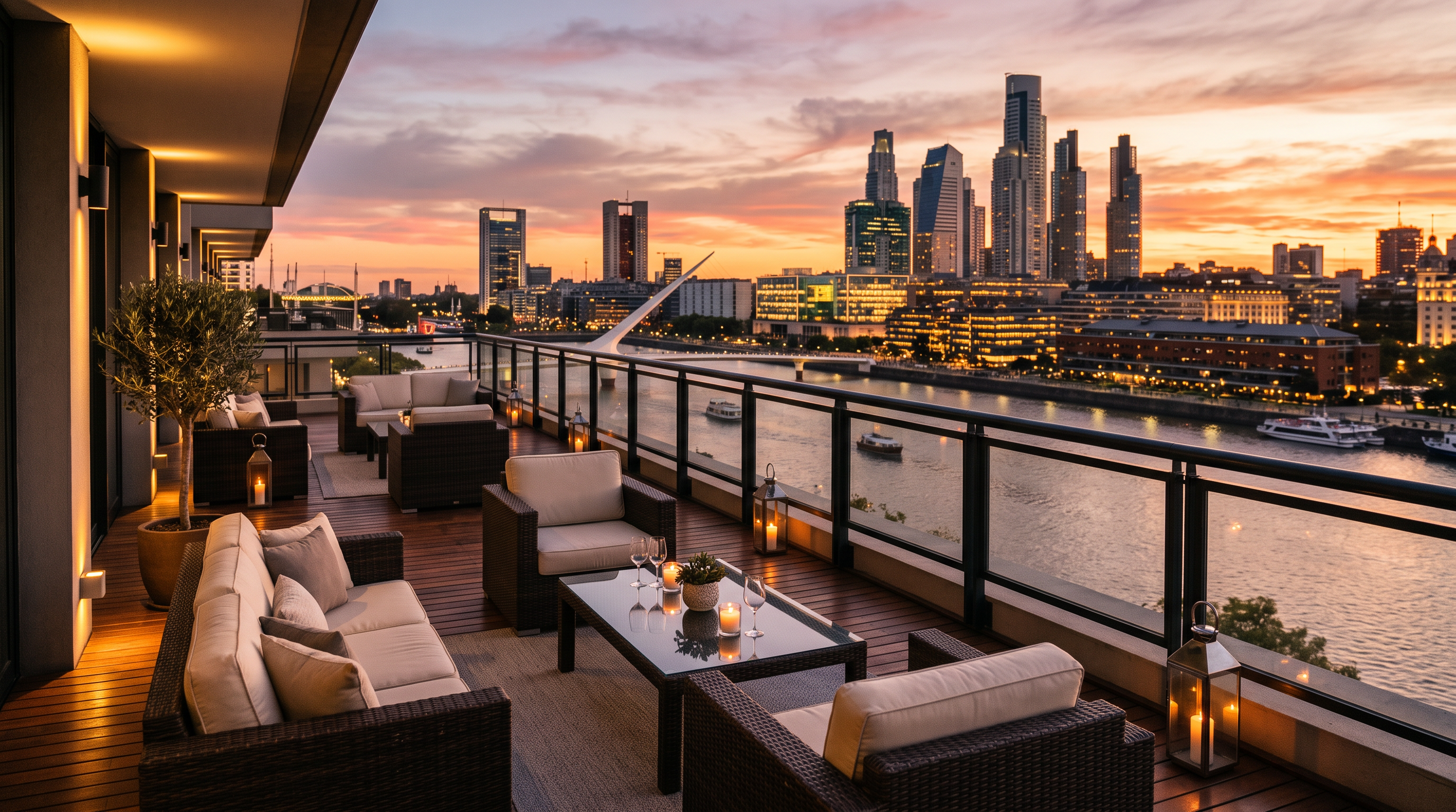 Terraza para eventos privados al atardecer